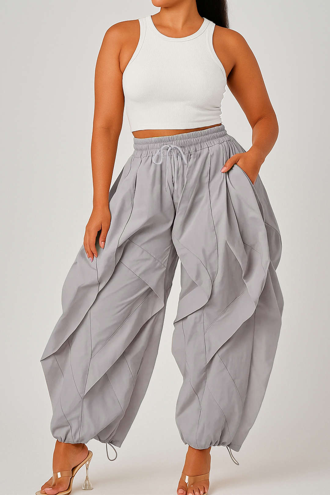 Pantalon met trekkoord en volants