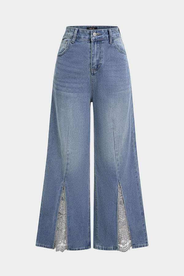 Wijde patchwork jeans
