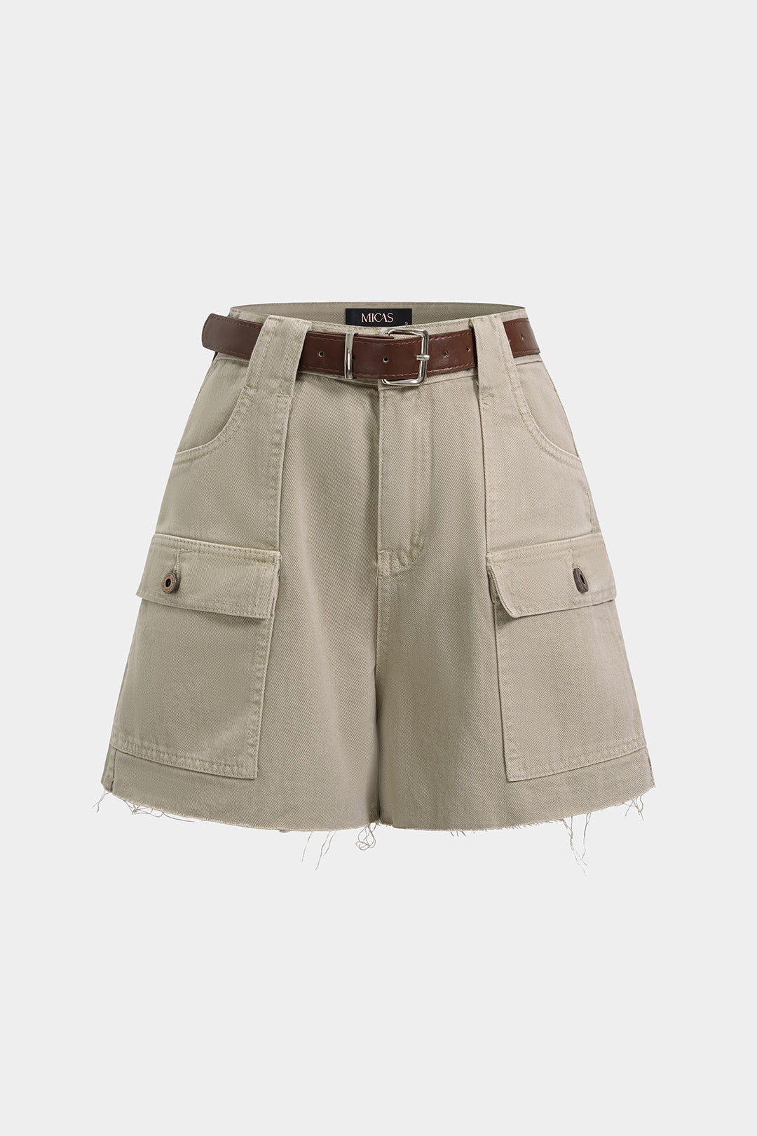 Denim short met zakken, hoge taille en wijde pijpen