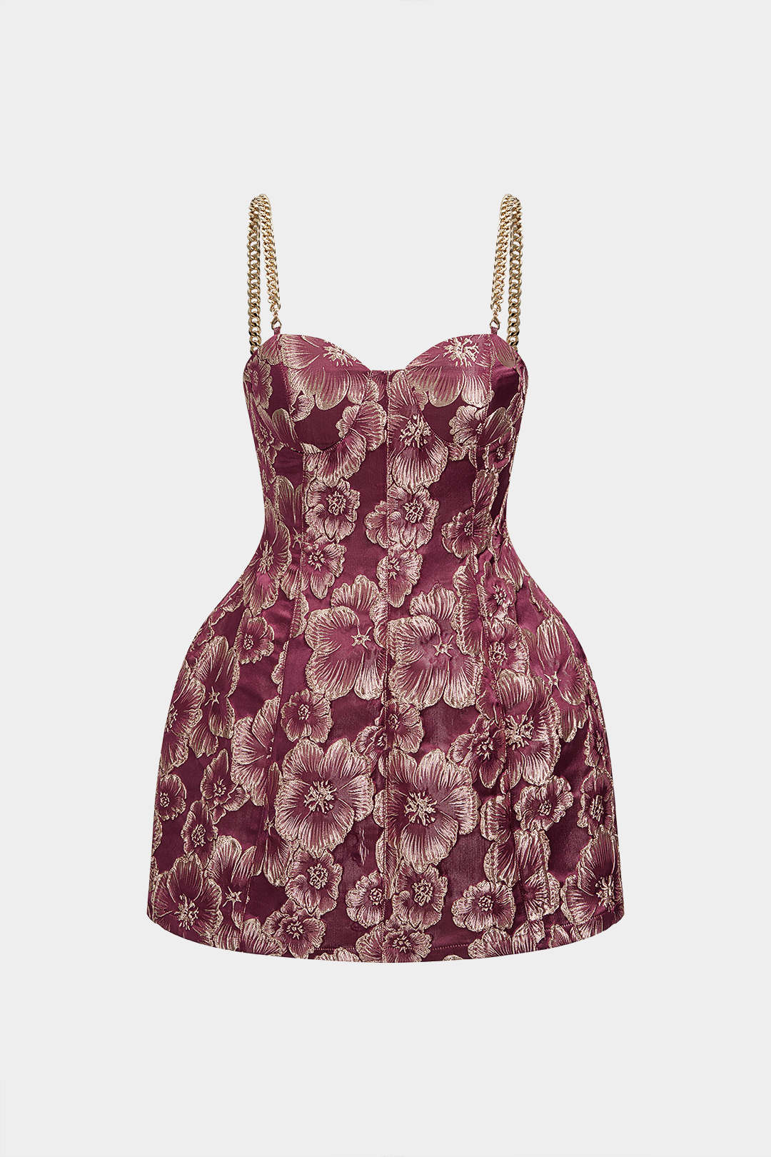 Bloemenprint jacquard minijurk met kettingdetail