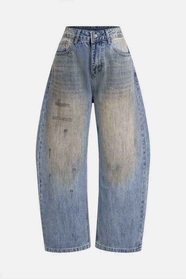 Rosa - Asymmetrische jeans met wijde pijpen