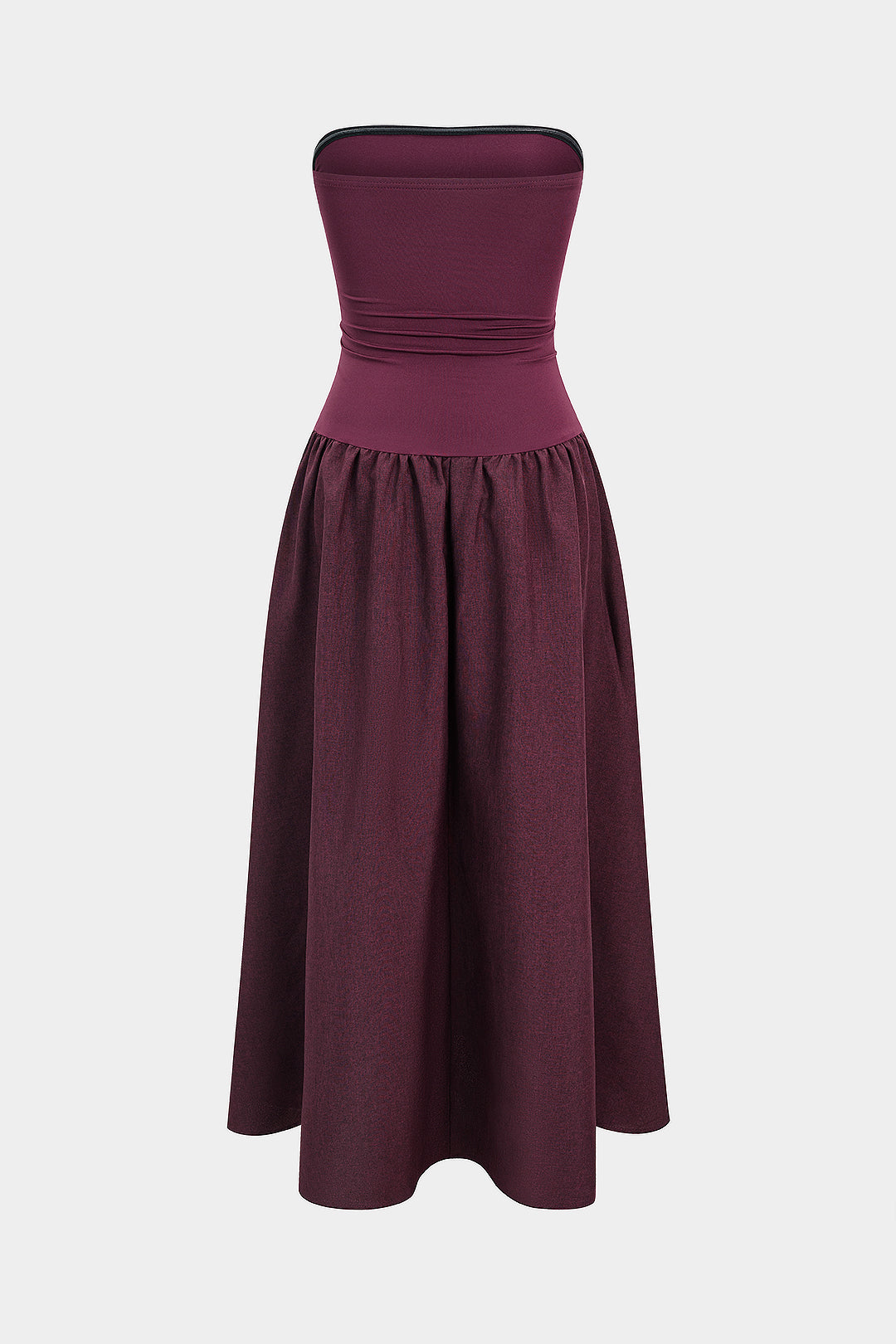Mouwloze maxijurk met strapless pasvorm en ruches