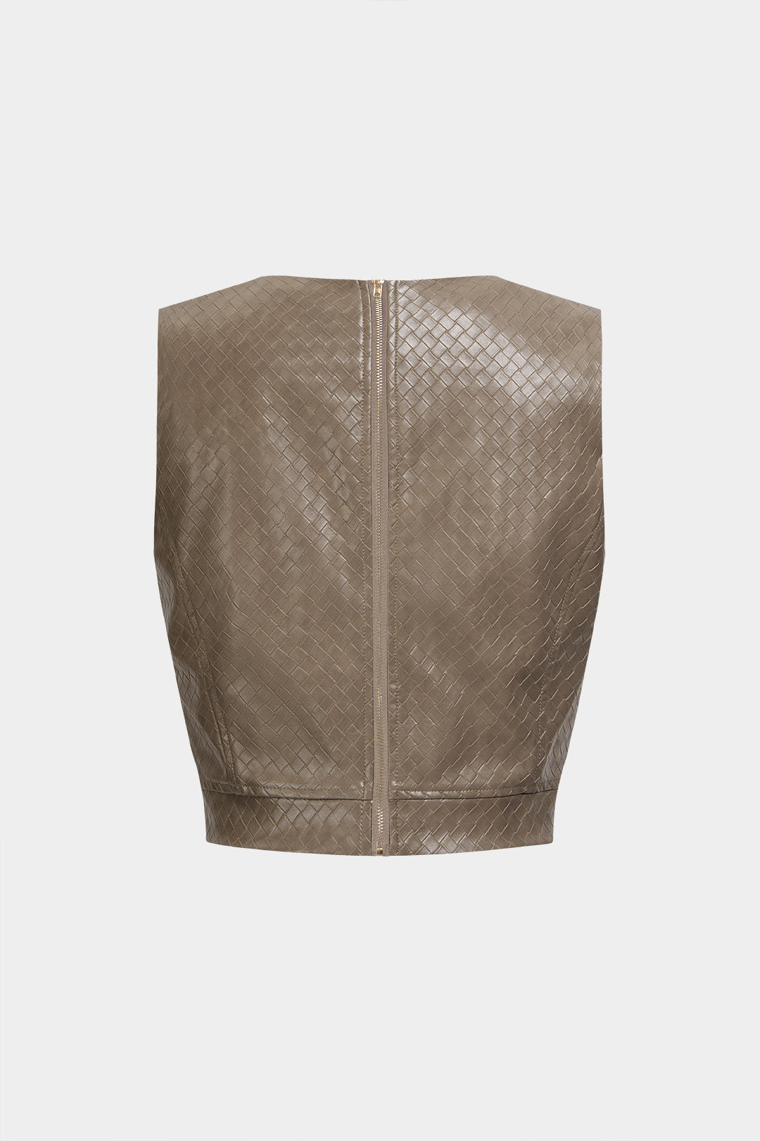 Gestructureerde leren-look tanktop met strik en ruches