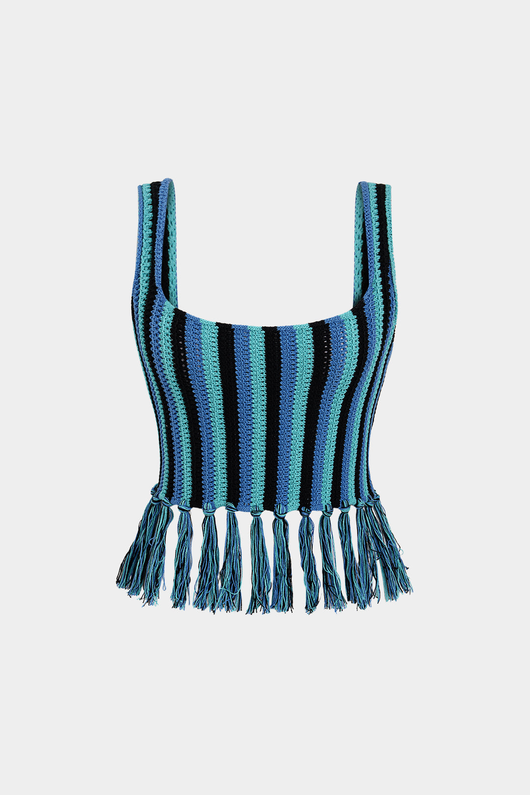 Gebreide gestreepte tanktop met franjes