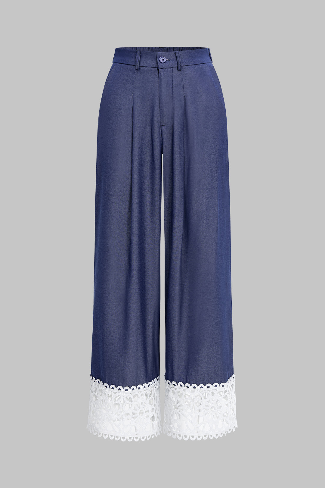 Patchwork pantalon met uitsnijding en wijde pijpen