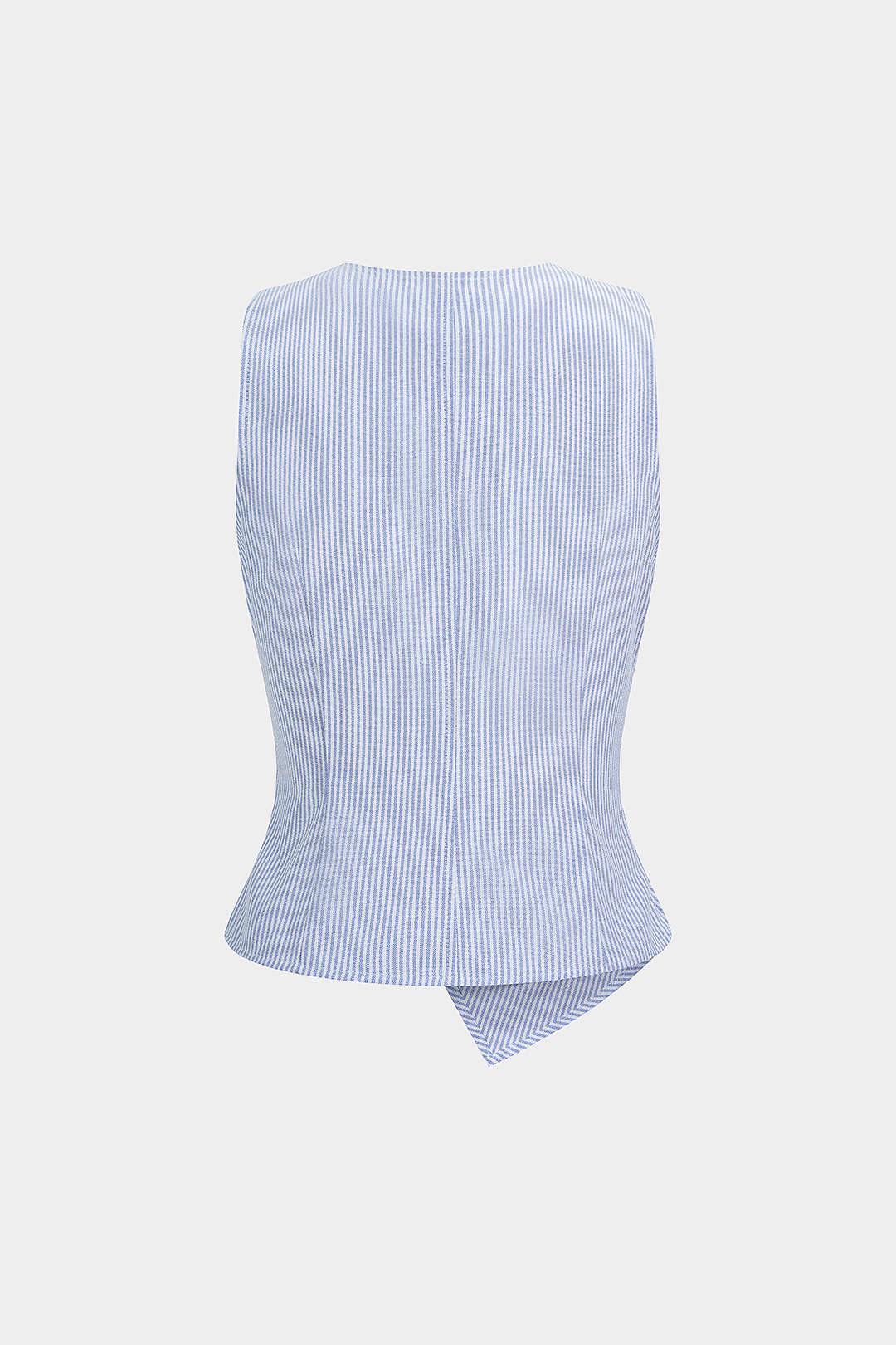 Gestreepte asymmetrische tanktop met ruches en knoopjes