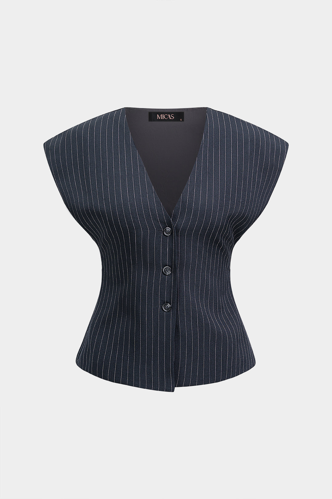Gestreept gilet met V-hals en knoopjes