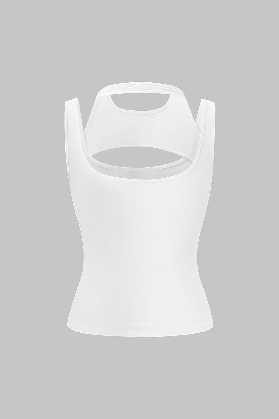 Tanktop met ronde hals en opengewerkt detail