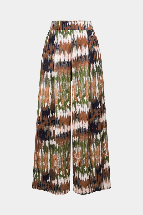 Satijnen broek met hoge taille en wijde pijpen