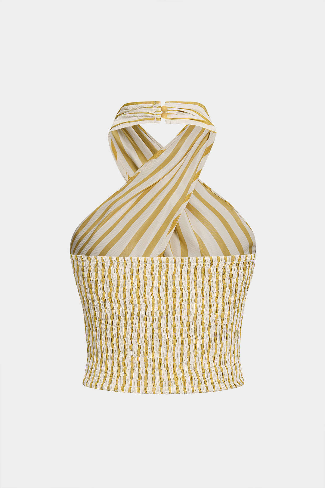 Gestreepte tanktop met halternek en uitsnijding