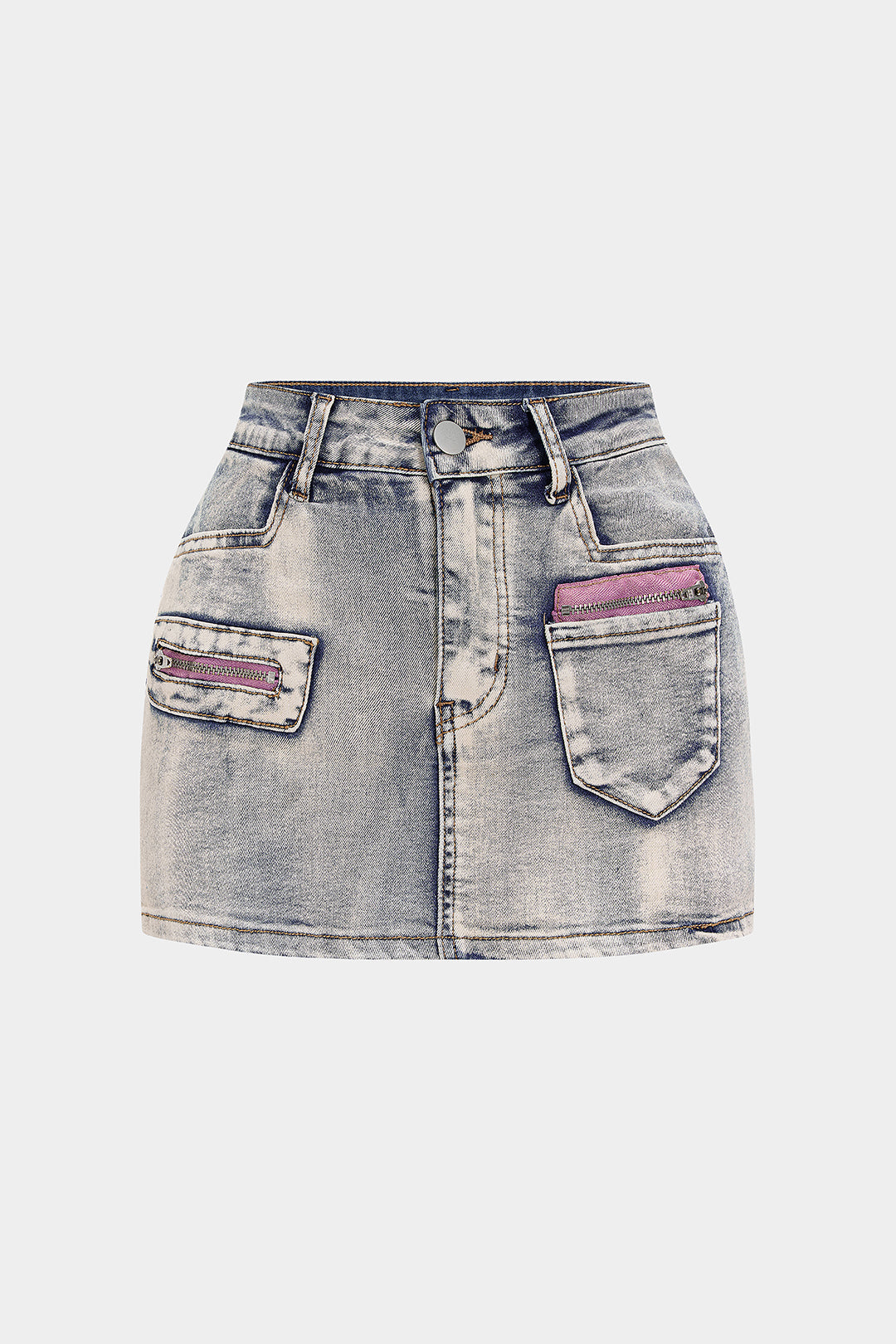 Denim patchwork rok met rits