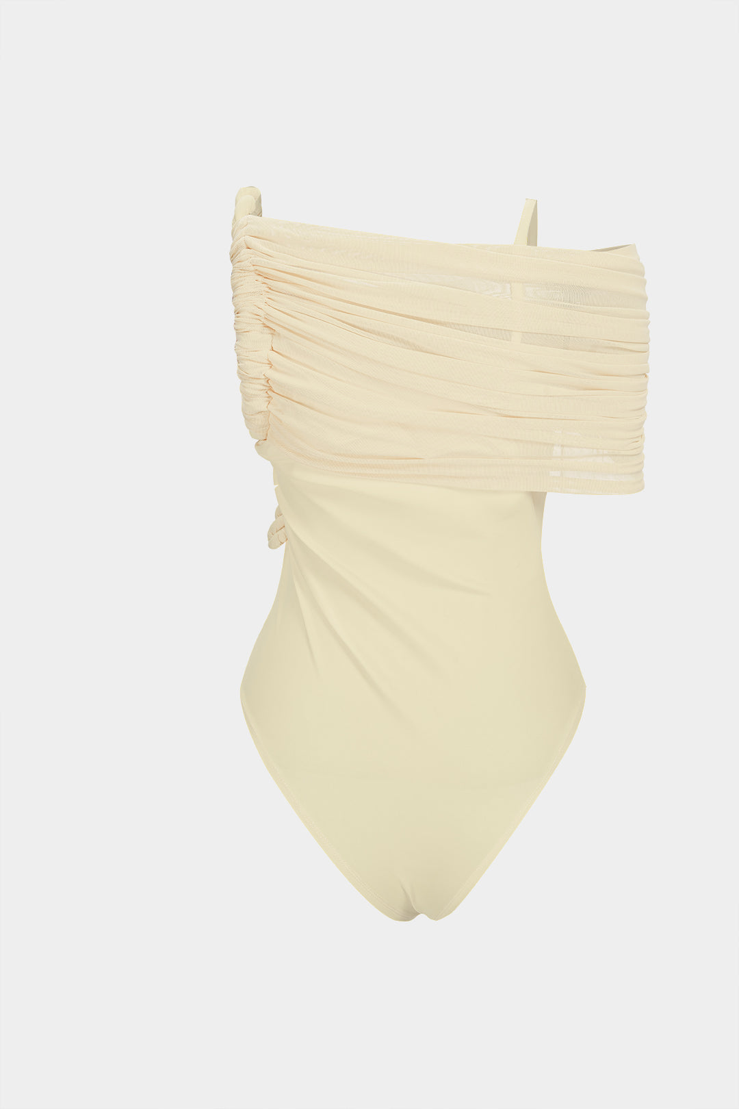 Asymmetrische mouwloze body met gedraaid detail