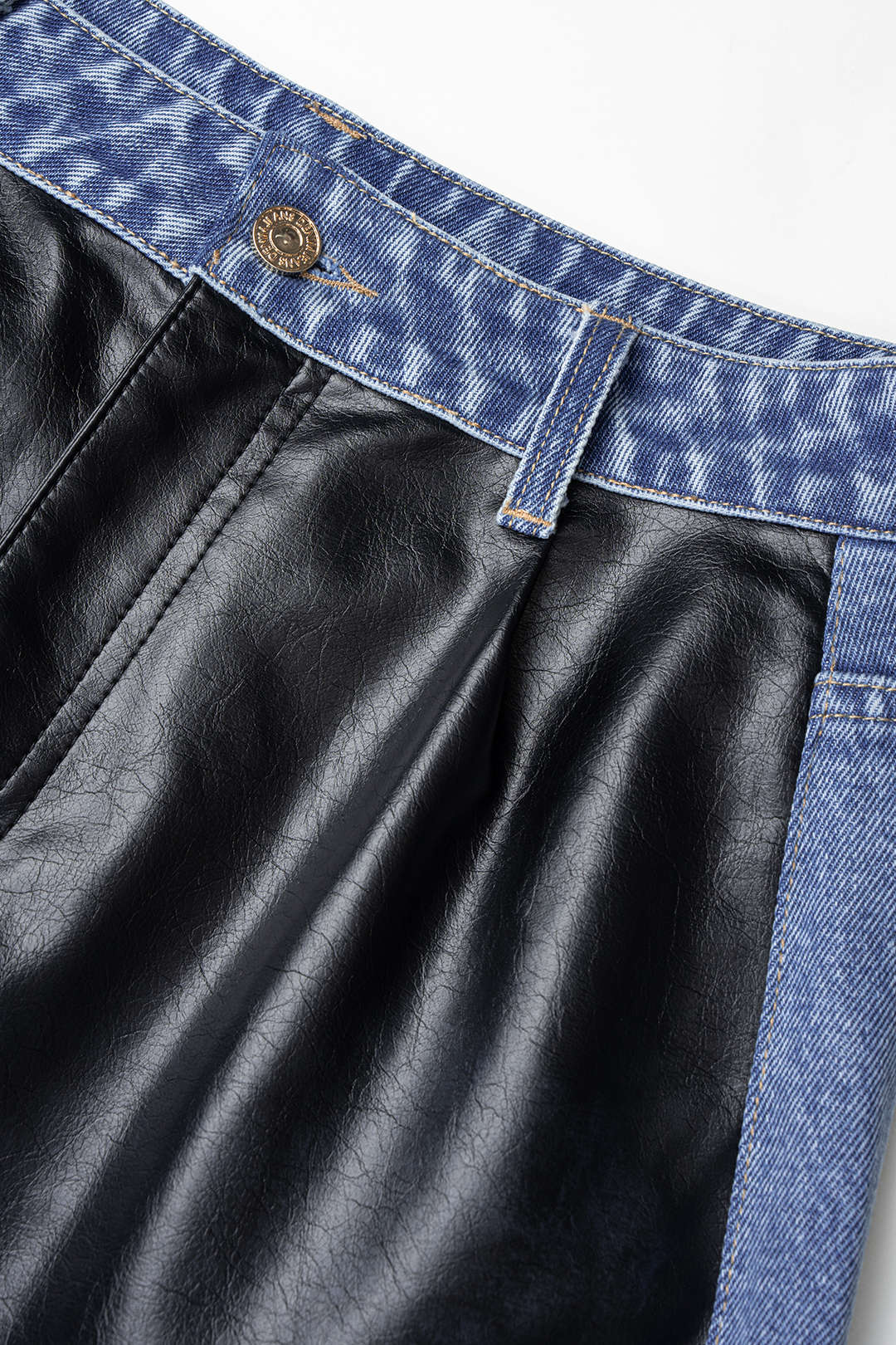 Zara - Denim patchwork broek met wijde pijpen