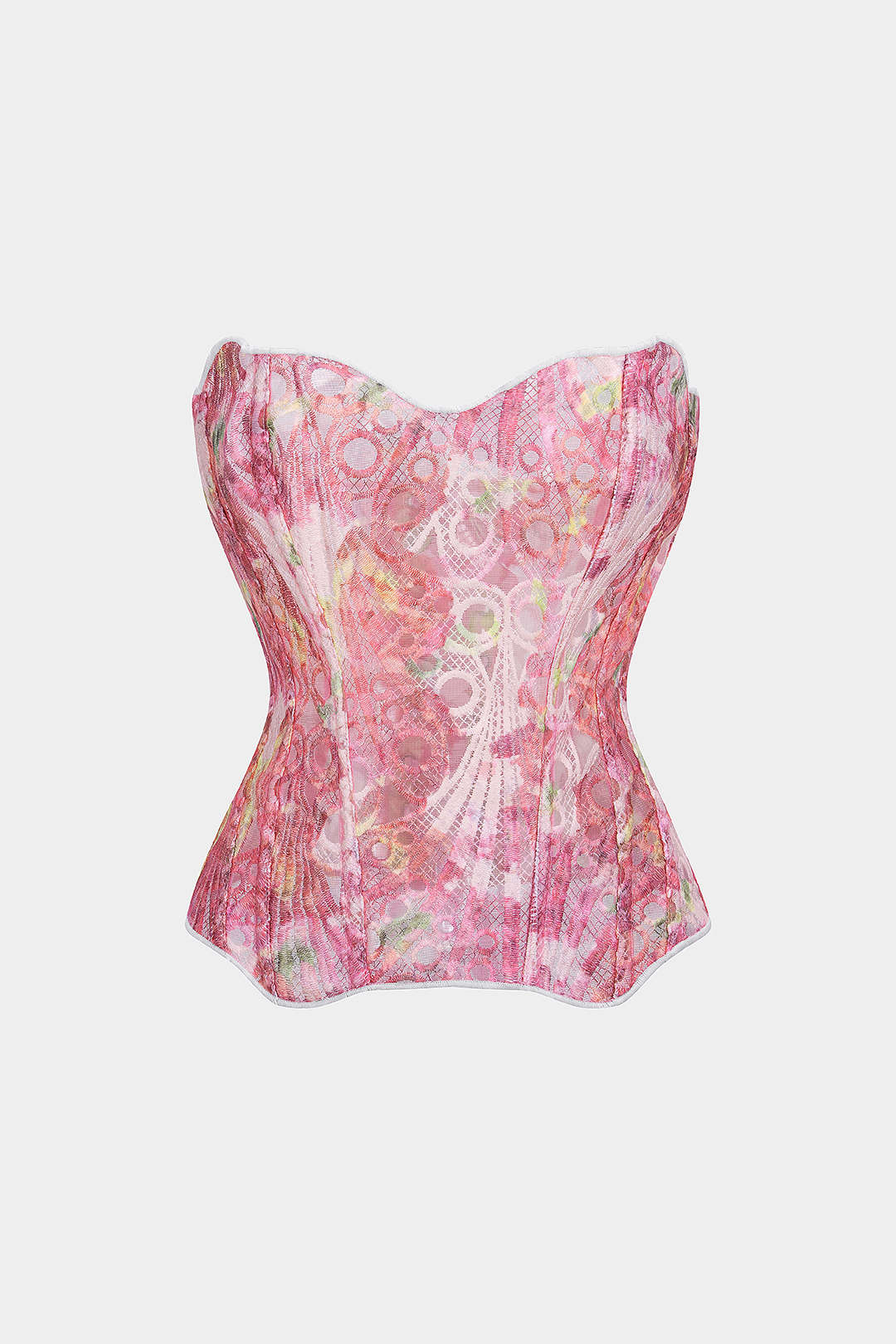 Bloemenprint jacquard strapless top