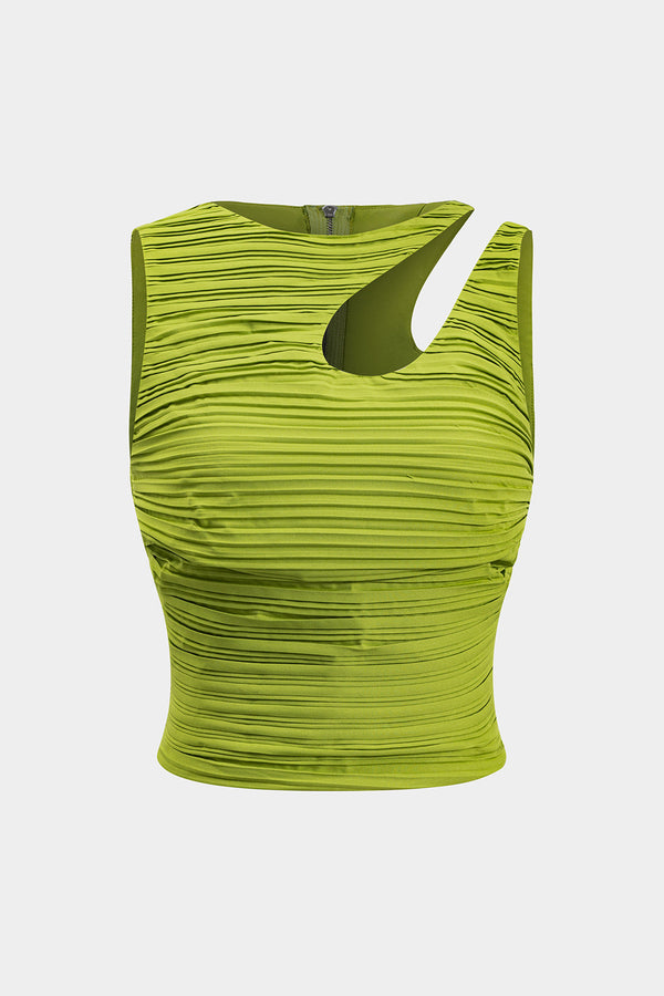 Geplooide tanktop met uitsnijding en rits