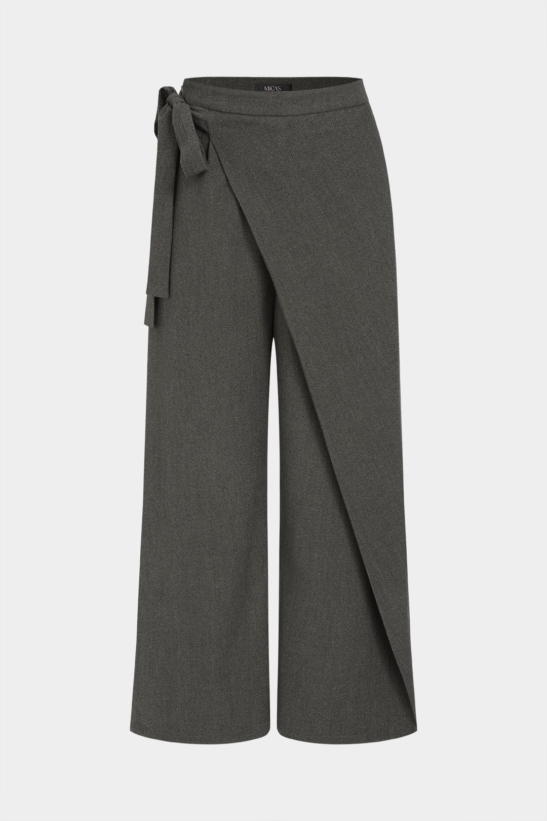 Asymmetrische broek met strik en rechte pijp
