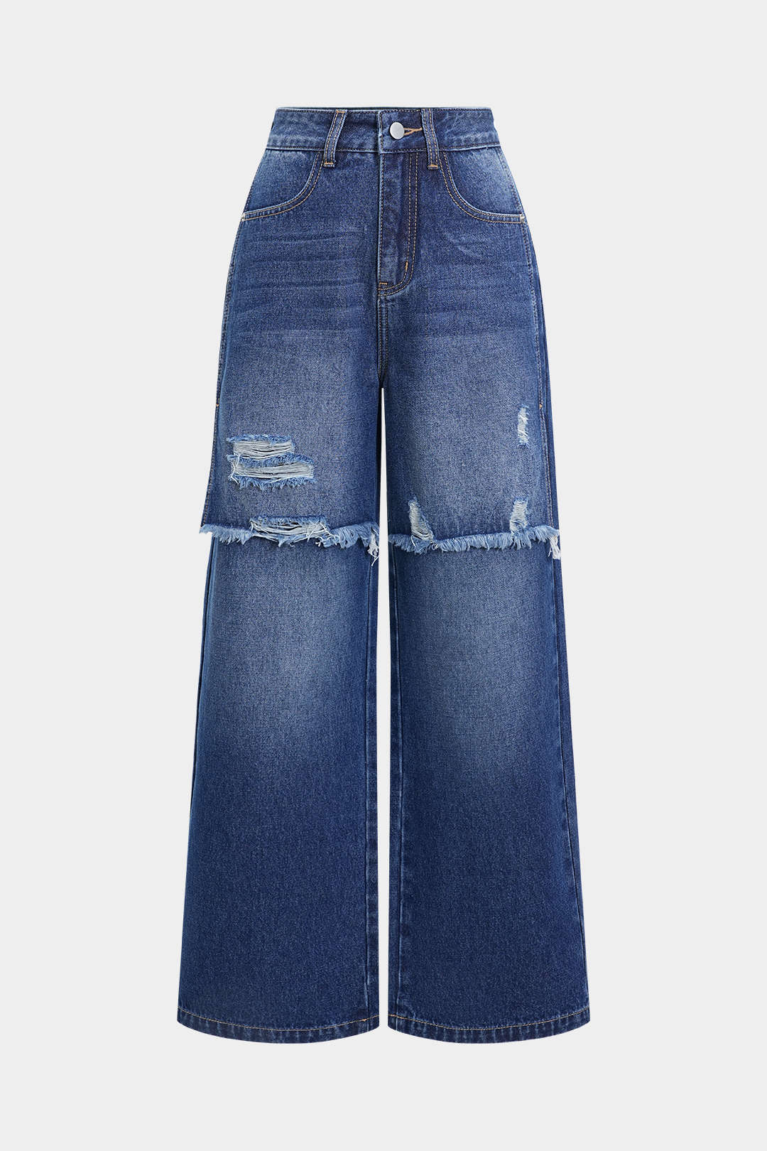 Patchwork jeans met rechte pijp
