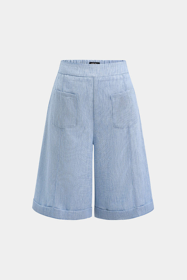 Short met hoge taille, zakken en rechte pijp