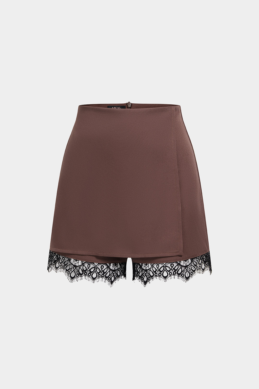 Patchwork short met kanten rand en rits