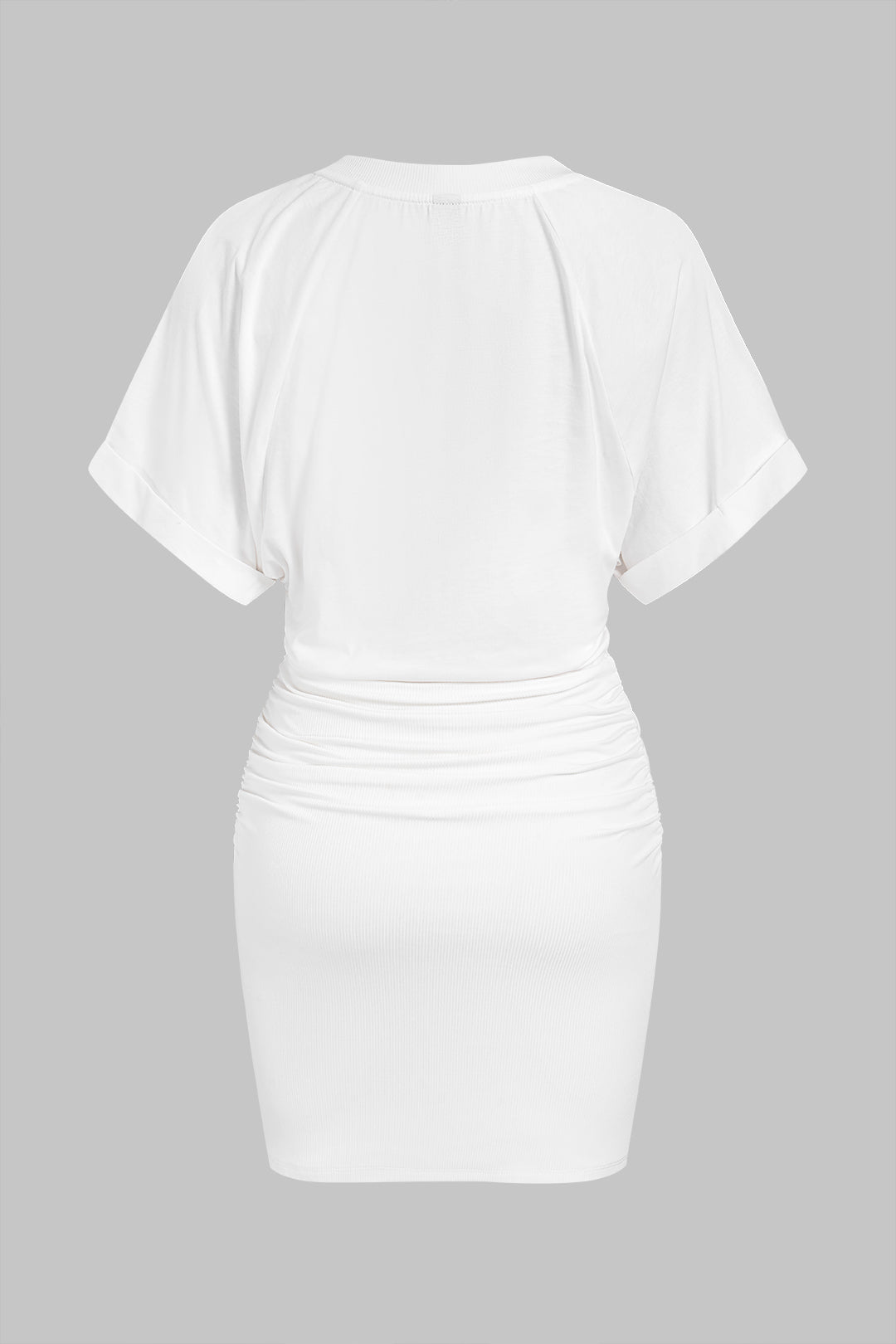 Metallic minijurk met ronde hals en korte mouwen