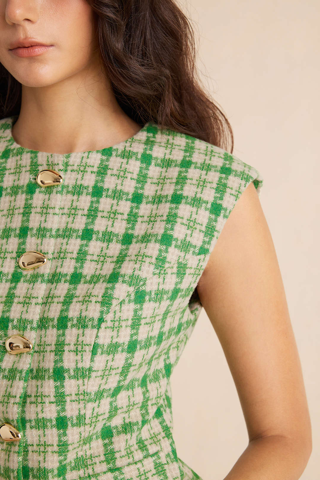 Geruit tweed gilet