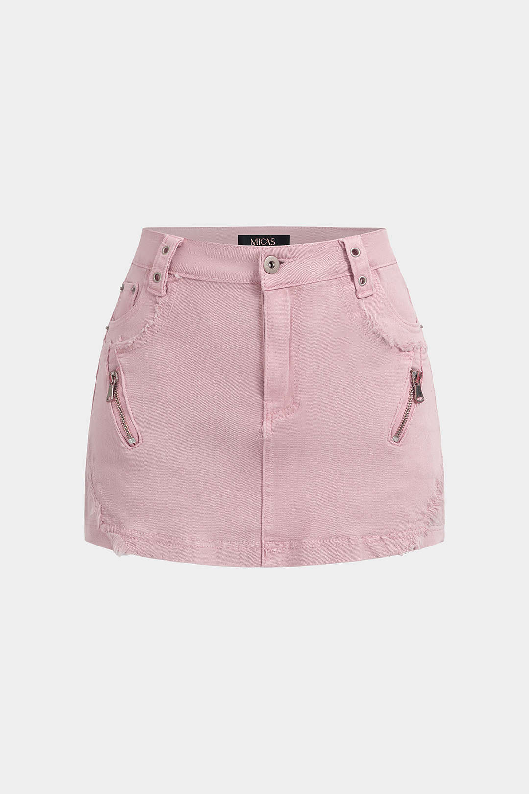 Denim metallic rok met rits
