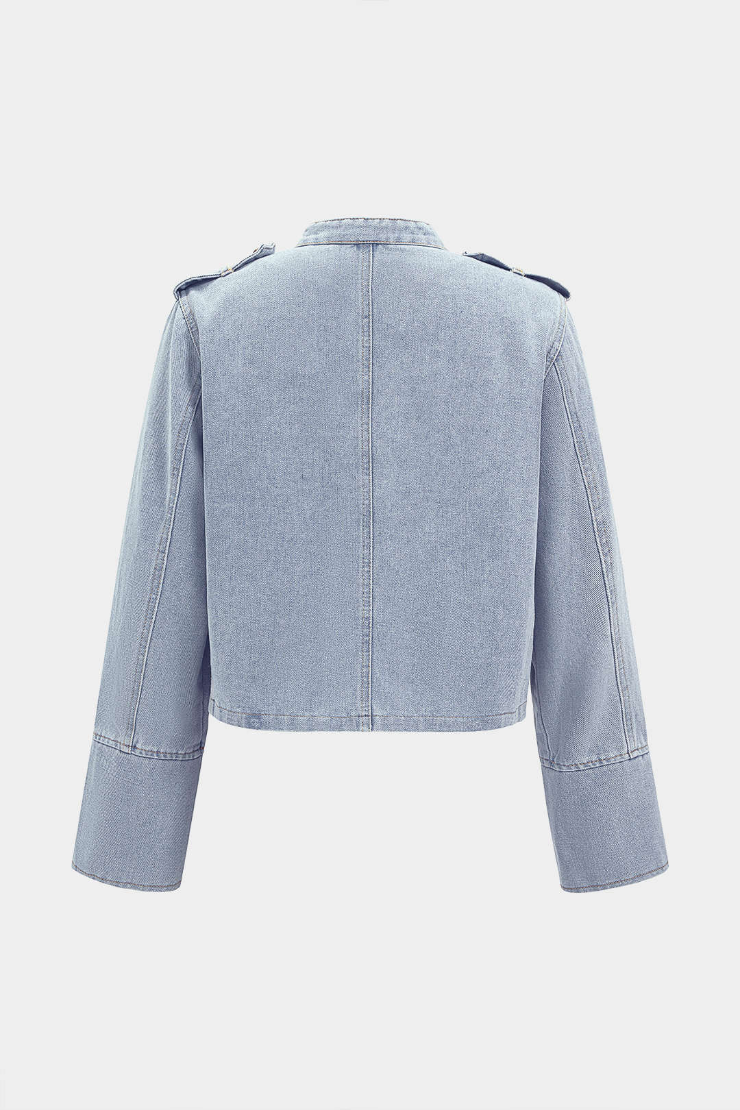Denim metallic item met knoopjes en ronde hals