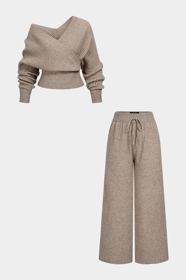 Ines - Gebreide set met top en broek