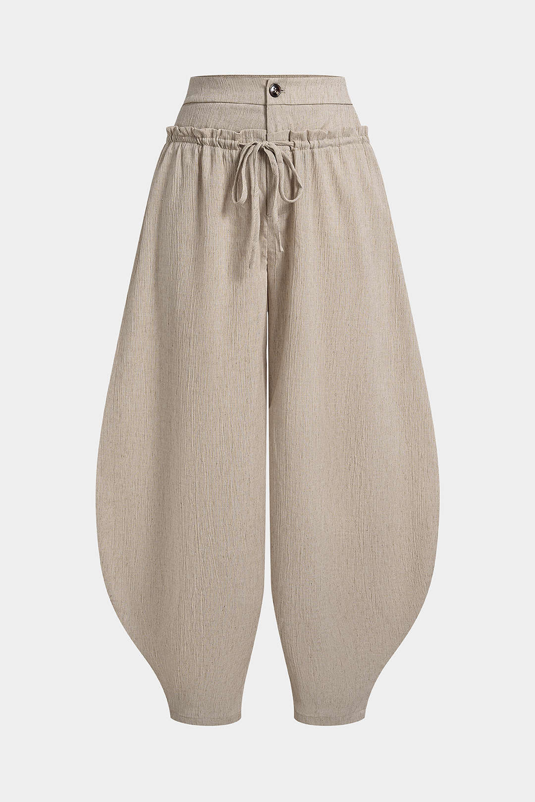 Linnen broek met strik en ruches