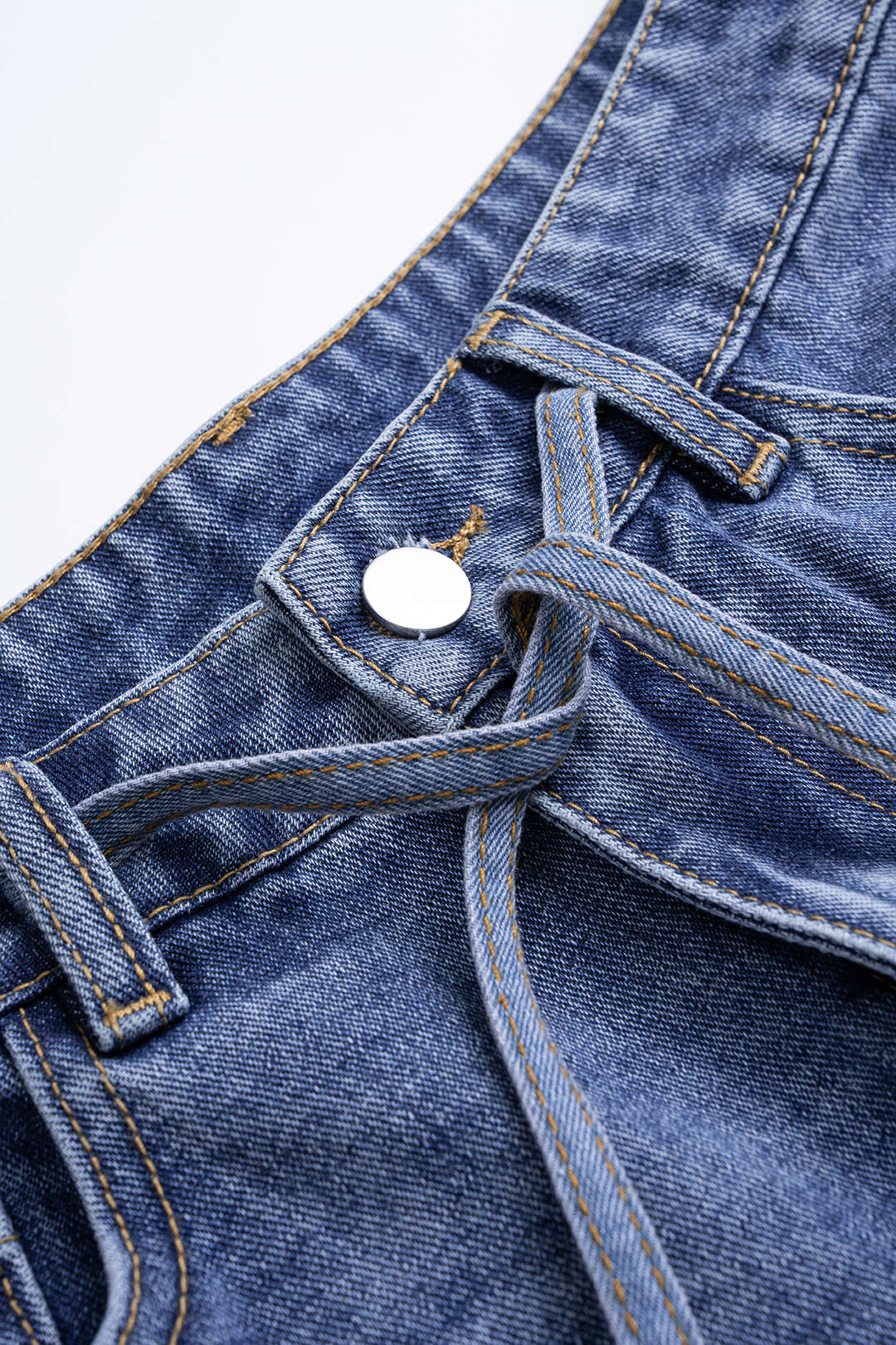 Patchwork jeans met trekkoord