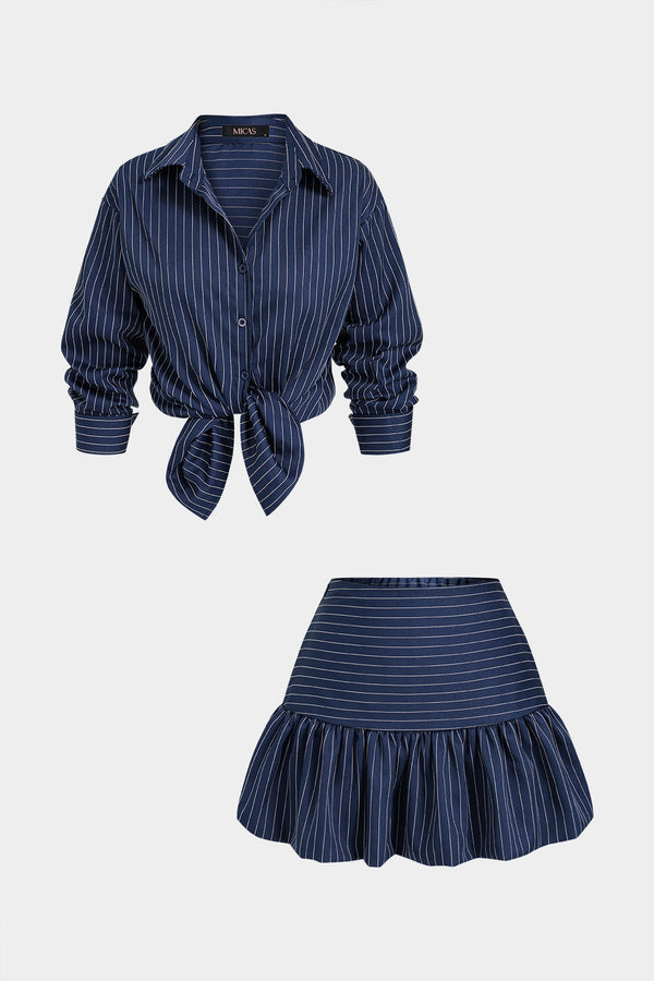 Ivy - Gestreepte set met blouse en rok
