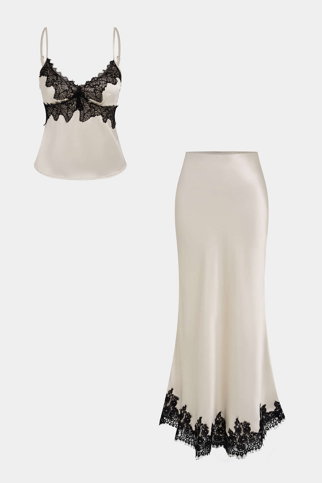 Wende - Satijnen set met top en rok