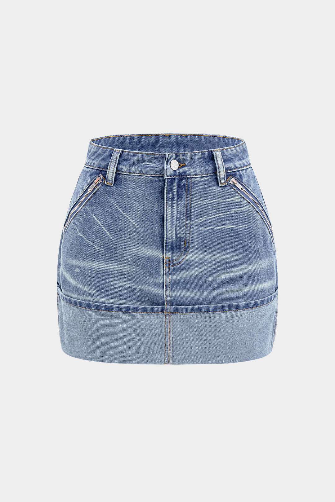 Denim verwassen rok met zakken
