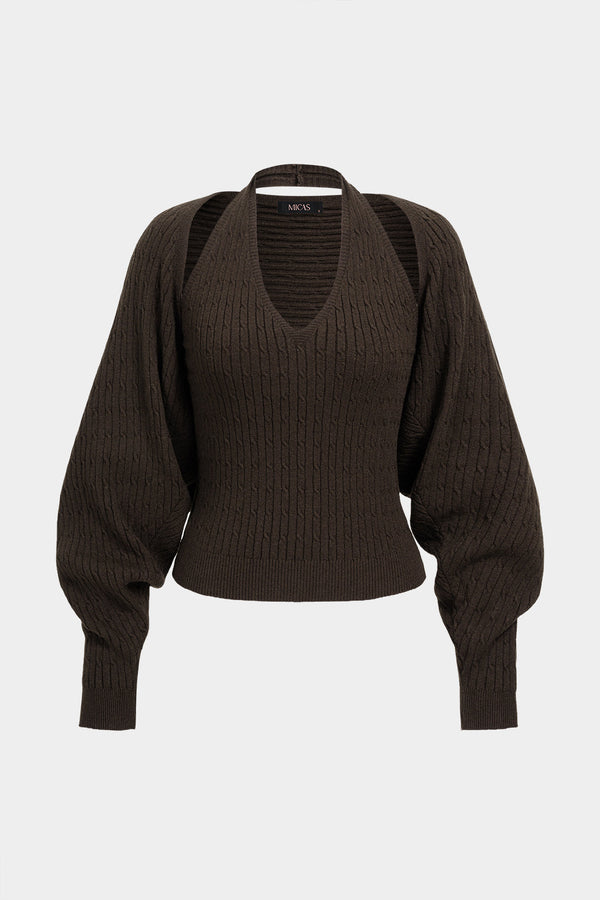 Uma - Gebreide set met tanktop en vest