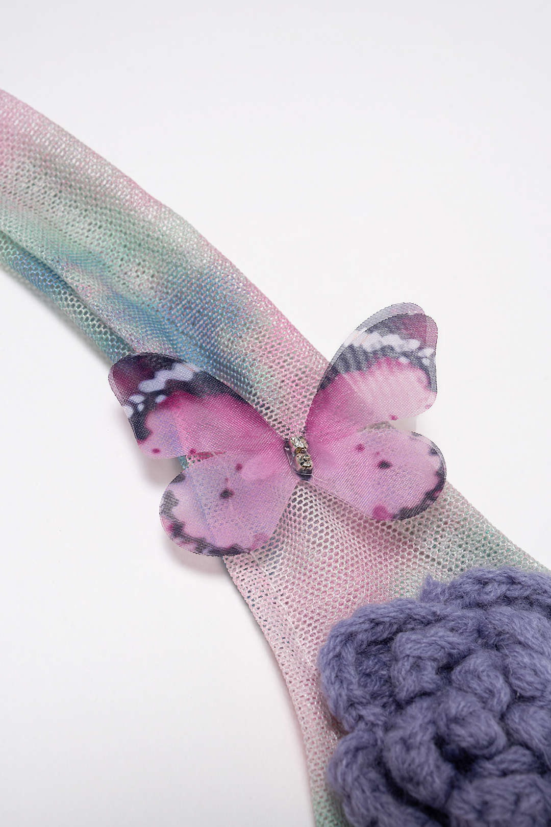 Tie-dye mesh top met halternek en strik
