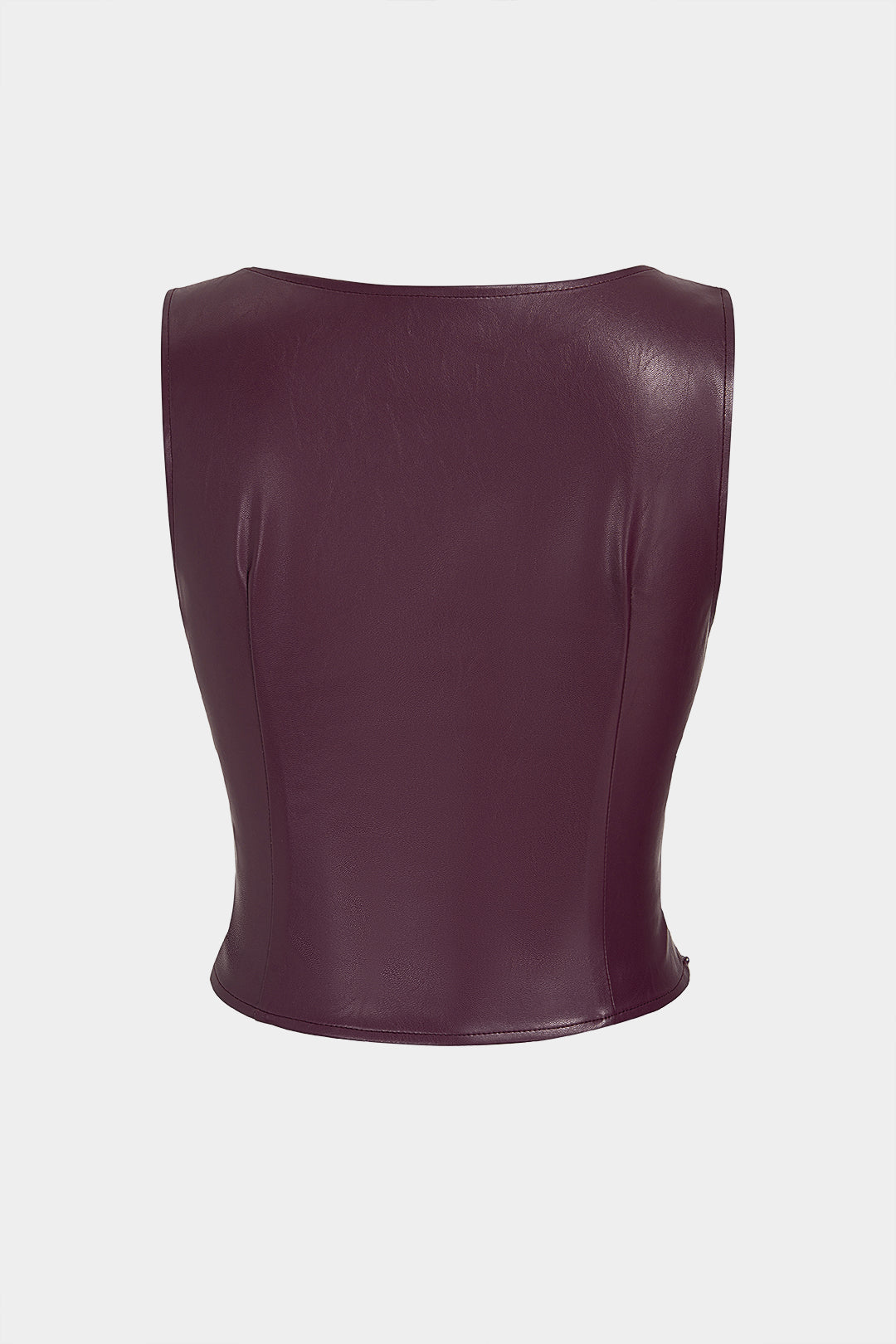Leren-look tanktop met ruches