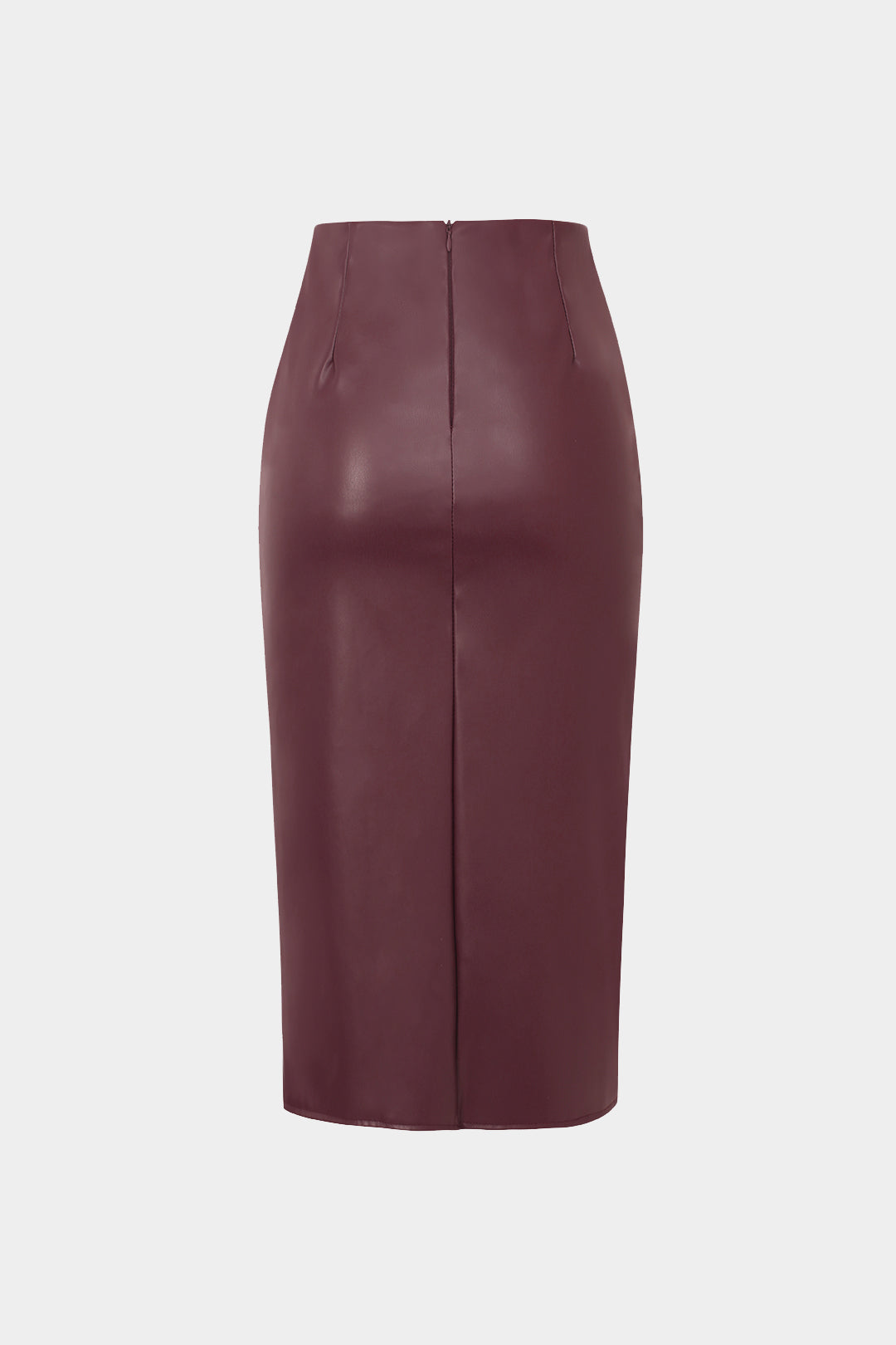 Leren-look midirok met wikkelmodel en ruches