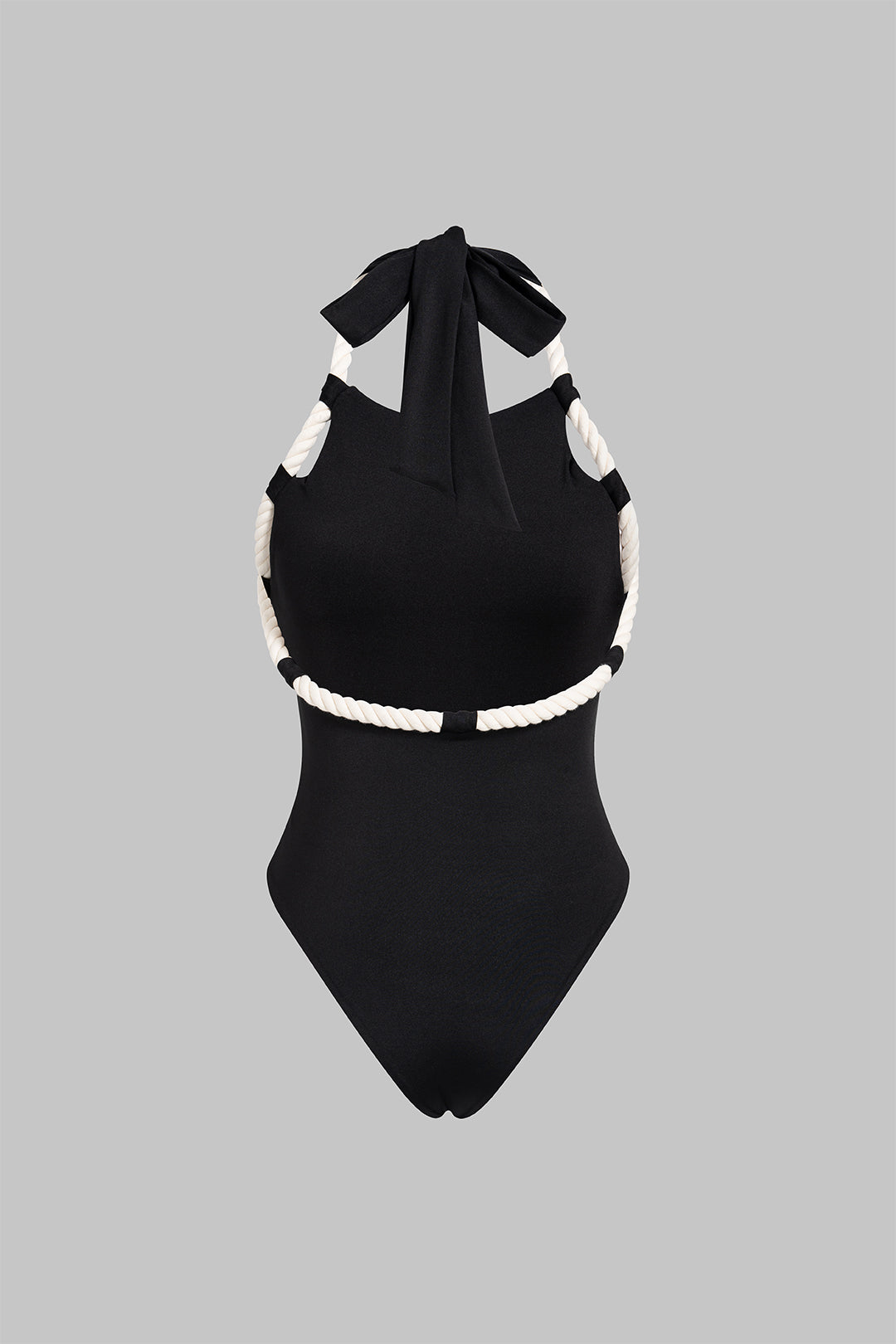 Mouwloze body met halternek, gedraaid detail en knoopdetail