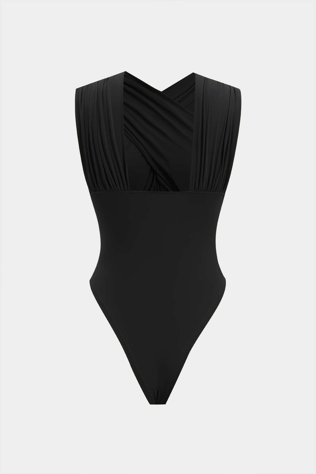 Mouwloze body met ruches en open rug