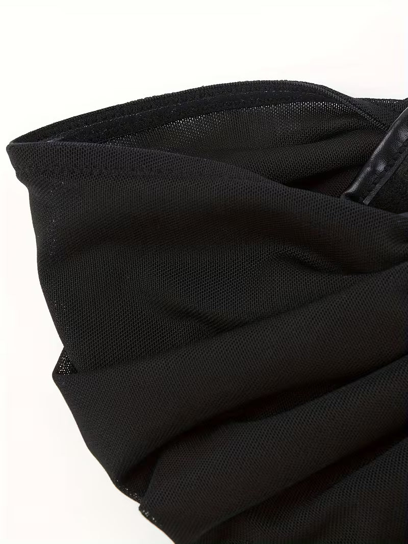 Strapless PU-Corsettop met Open Rug