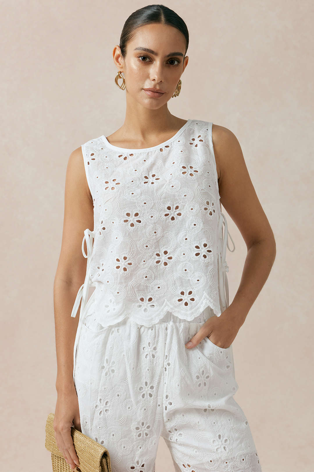 Jacquard set met tanktop en broek