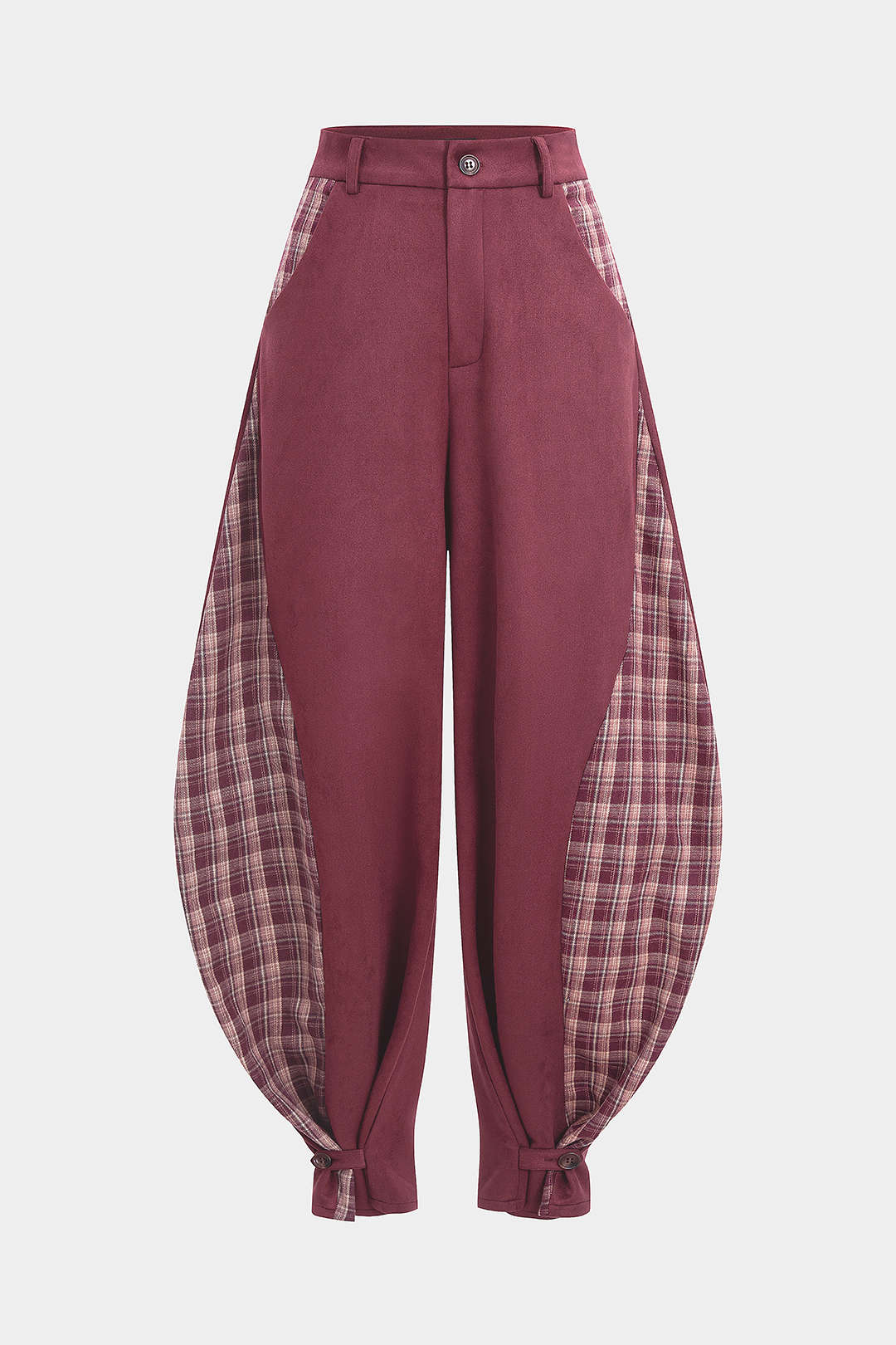 Geruite suède broek