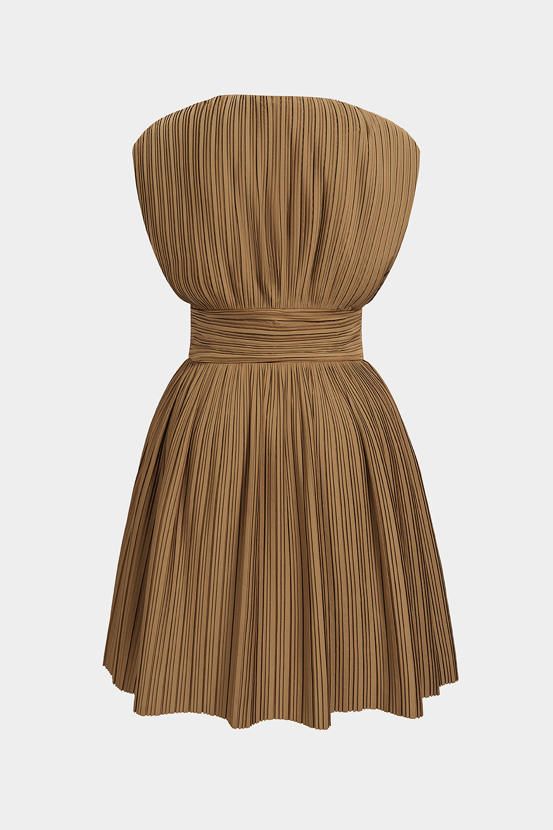 Tess - Metallic mouwloze minijurk met V-hals en ruches