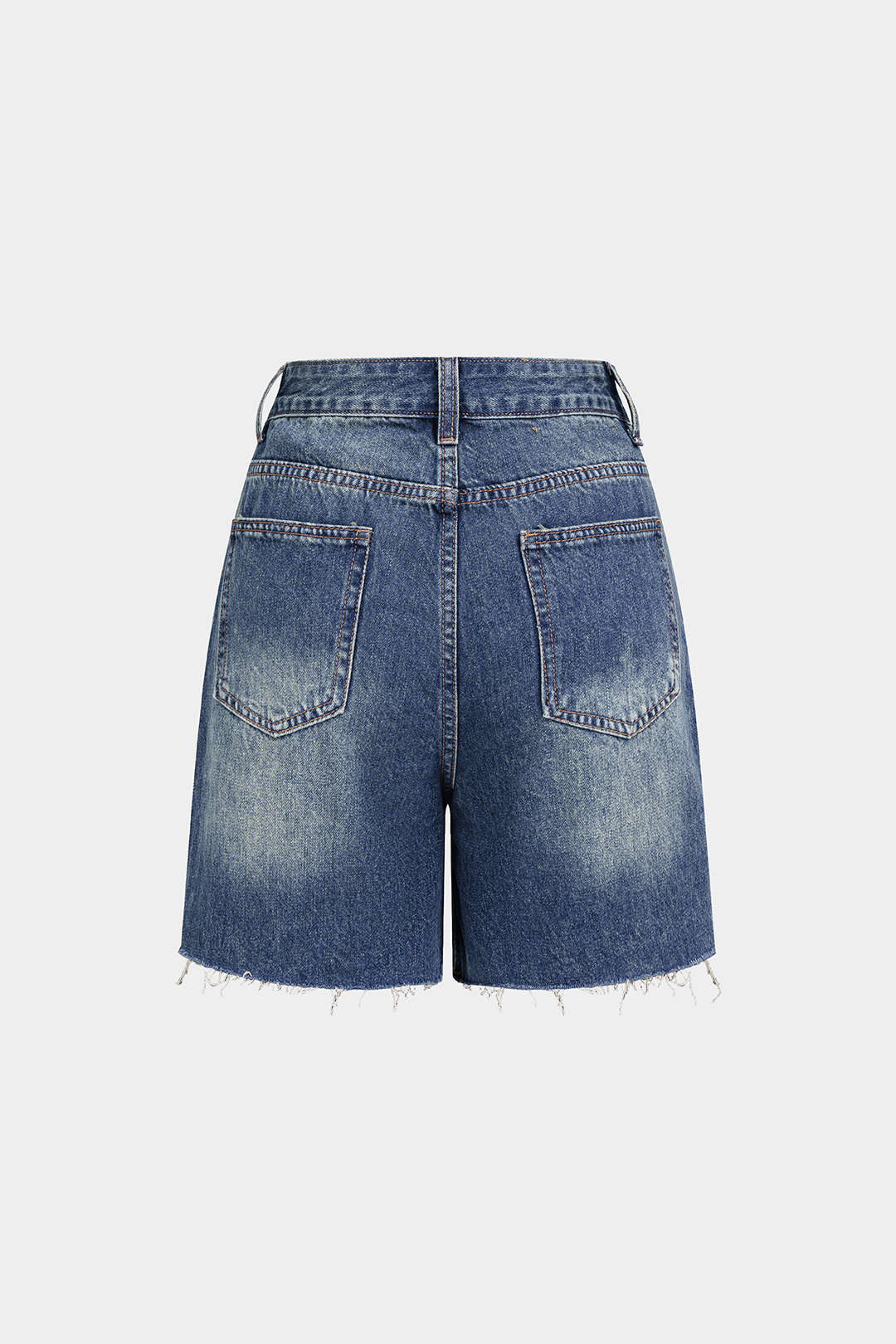 Denim asymmetrische short met rafelrand en wijde pijpen