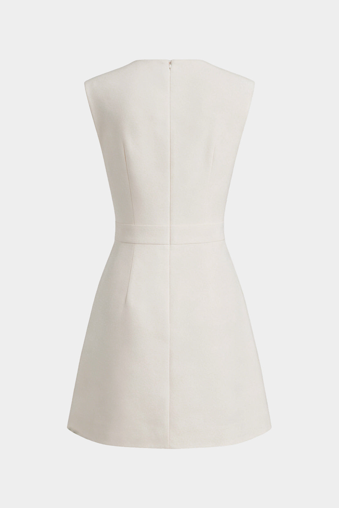 Metallic mouwloze minijurk met ronde hals en ruches