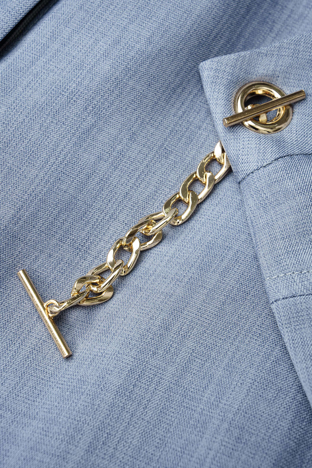 Metallic broek met kettingdetail en hoge taille