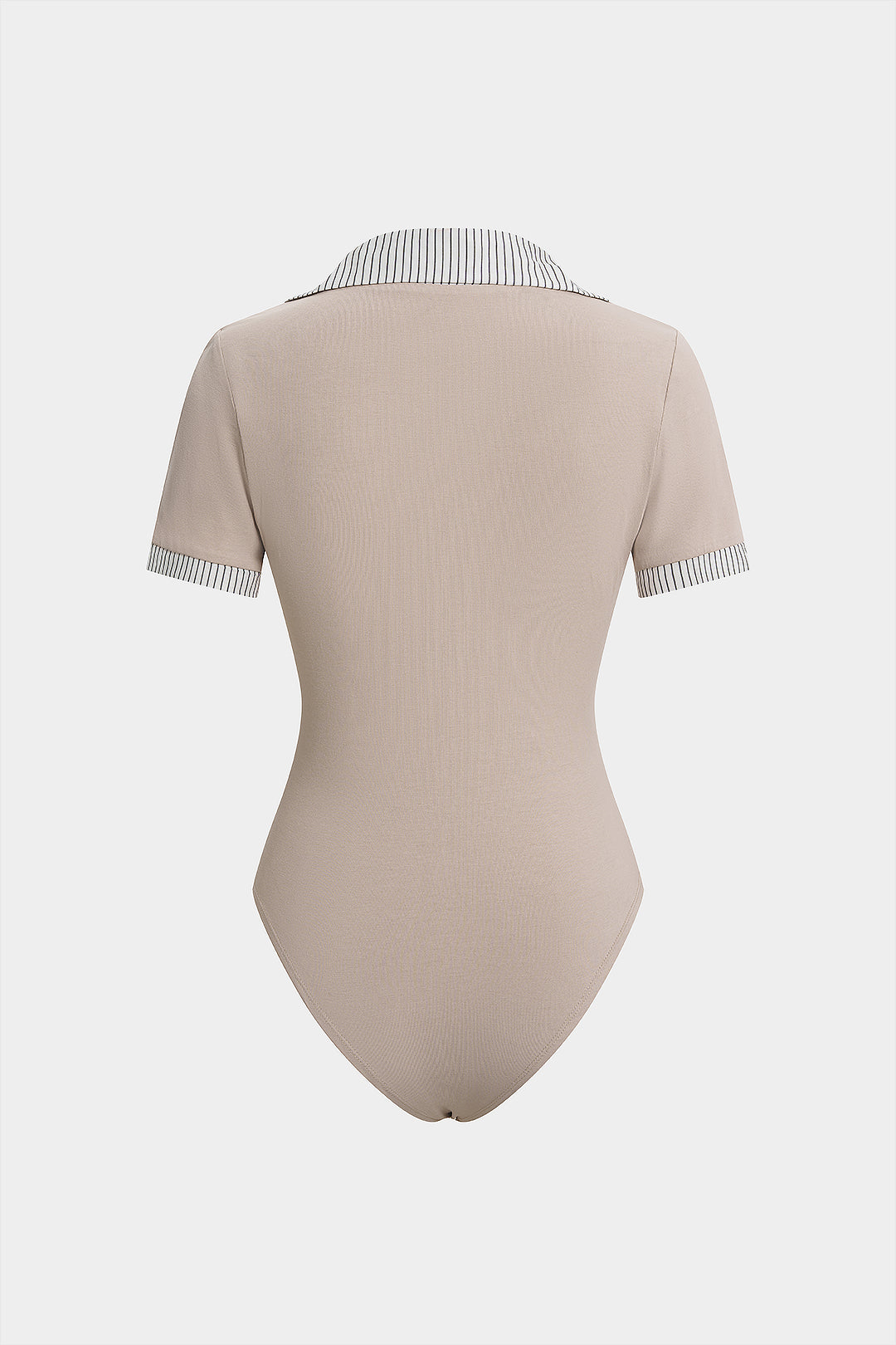 Gestreepte patchwork body met revers en korte mouwen