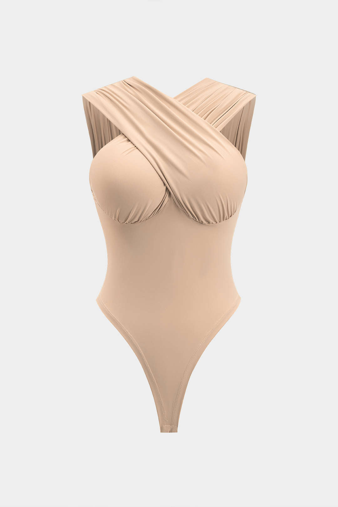Mouwloze body met ruches en open rug