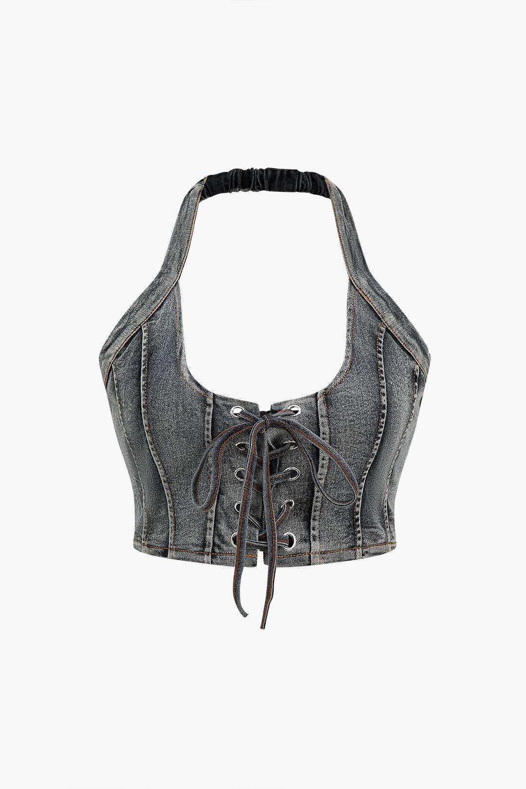 Denim minirok met halternek