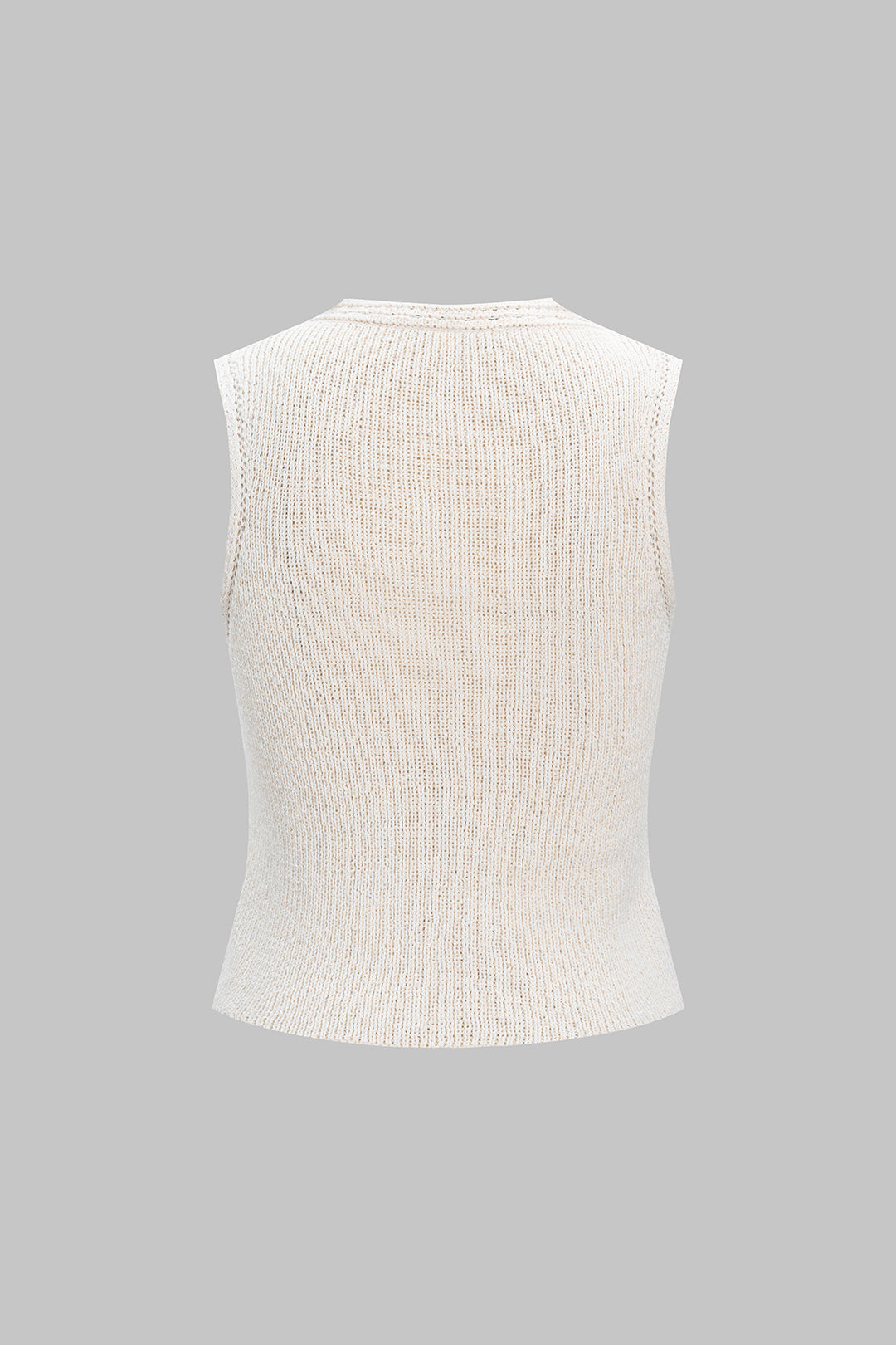 Selin - Gebreide metallic tanktop met ronde hals en knoopjes